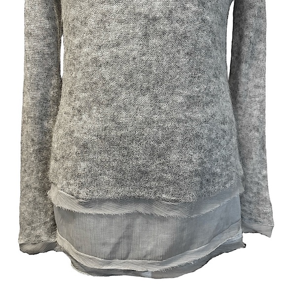 Anthropologie Knitted & Knotted Irina Tiered Alpaca Wool Knit Gray Sweater Large - Picture 7 of 10